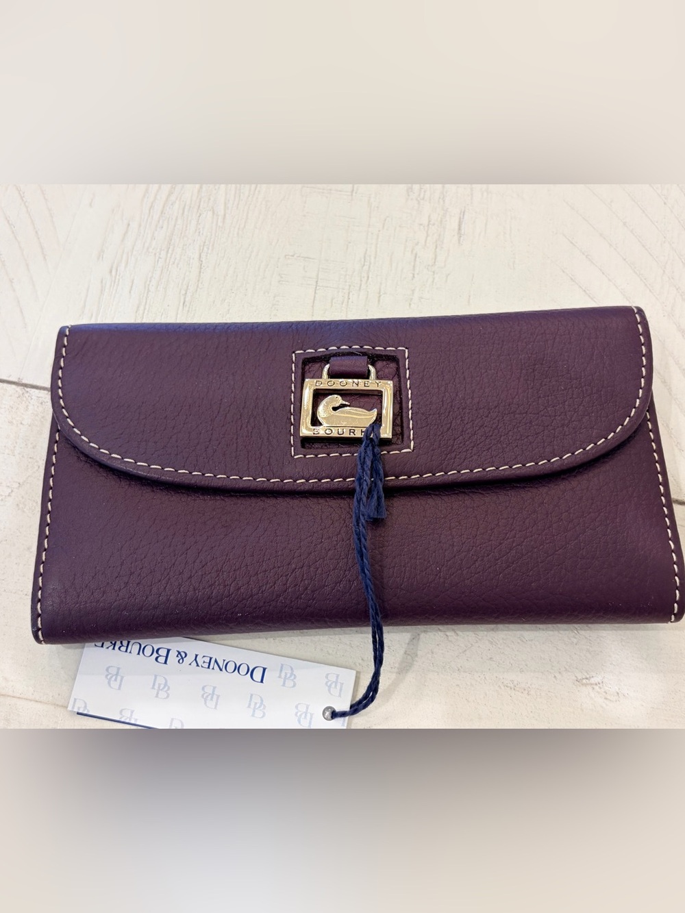 Dooney & Bourke Plum Leather Wallet with Gold Hardware